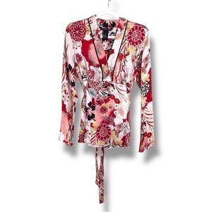 Jonathan Martin Y2K 2000s Silk Floral Blouse Size Small Baddie